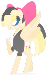 Size: 813x1280 | Tagged: safe, artist:euphoriapony, artist:vivian reed, imported from derpibooru, songbird serenade, pegasus, pony, my little pony: the movie, bow, female, hair bow, mare, profile, simple background, smiling, solo, sparkles, spread wings, transparent background, wings