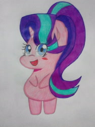 Size: 2448x3264 | Tagged: safe, artist:spark567, imported from derpibooru, starlight glimmer, pony, unicorn, chibi, female, mare, solo, traditional art