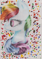 Size: 722x1014 | Tagged: safe, artist:rinioshi, imported from derpibooru, rainbow dash, pegasus, pony, bust, female, mare, profile, solo, traditional art