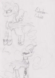 Size: 931x1314 | Tagged: safe, artist:rinioshi, imported from derpibooru, princess celestia, princess luna, alicorn, pony, clothes, crossover, female, mare, mirror's edge, monochrome, ponytail, sketch, tattoo, traditional art