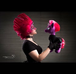 Size: 1080x1052 | Tagged: safe, artist:snizabelle, imported from derpibooru, tempest shadow, human, pony, my little pony: the movie, clothes, cosplay, costume, human ponidox, irl, irl human, photo, plushie, self plushidox, self ponidox