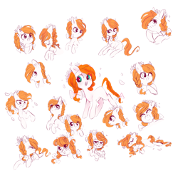 Size: 9375x9375 | Tagged: safe, artist:pinkablue, imported from derpibooru, oc, oc only, oc:flowering, earth pony, pony, absurd resolution, angry, bored, doodles, expressions, floppy ears, flower, flower in hair, happy, ribbon, sleeping, teary eyes