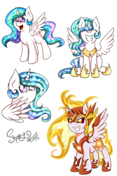 Size: 1024x1536 | Tagged: safe, artist:shamy-crist, imported from derpibooru, daybreaker, princess celestia, pony, chibi, eyes closed, female, mare, simple background, sitting, spread wings, transparent background, wings