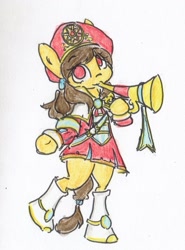 Size: 1209x1637 | Tagged: safe, artist:spheedc, imported from derpibooru, pony, bipedal, clothes, dragon nest, irine, ponified, solo, traditional art