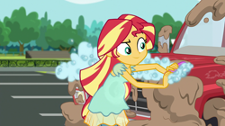 Size: 800x448 | Tagged: safe, edit, edited screencap, imported from derpibooru, screencap, sunset shimmer, comic:a new change, dance magic, equestria girls, spoiler:eqg specials, female, pregnant, pregnant edit, solo