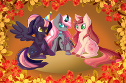 Size: 1058x701 | Tagged: safe, artist:miniaru, imported from derpibooru, oc, oc only, pegasus, pony, unicorn, female, mare, trio