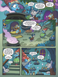 Size: 768x1024 | Tagged: safe, artist:tonyfleecs, idw, imported from derpibooru, meadowbrook, rockhoof, stygian, earth pony, pony, unicorn, legends of magic, spoiler:comic, spoiler:comiclom9, cloak, clothes, female, male, mare, preview, stallion