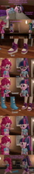 Size: 1920x9720 | Tagged: safe, artist:red4567, imported from derpibooru, pinkie pie, rainbow dash, sci-twi, twilight sparkle, equestria girls, 3d, absurd resolution, angry, ball, bed, bill dauterive, comic, dale gribble, glasses, hank hill, king of the hill, source filmmaker, this will end in pain, this will not end well