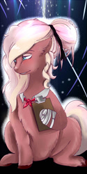 Size: 600x1200 | Tagged: safe, artist:helgabuttercup, imported from derpibooru, oc, oc only, earth pony, pony, clipboard, female, mare, solo
