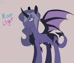 Size: 2000x1688 | Tagged: safe, artist:moonakart13, artist:moonaknight13, imported from derpibooru, oc, oc only, alicorn, bat pony, bat pony alicorn, bat wings, chest fluff, female, freckles, gray background, magical lesbian spawn, markings, next generation, offspring, parent:princess luna, parent:twilight sparkle, parents:twiluna, simple background, solo