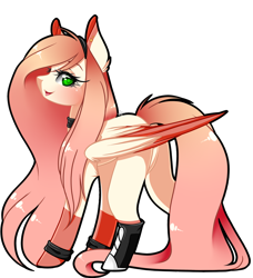 Size: 2300x2527 | Tagged: safe, artist:bambudess, imported from derpibooru, oc, oc only, oc:akarui sakura, pegasus, pony, blank flank, commission, converse, female, looking back, mare, shoes, simple background, smiling, solo, transparent background, wristband