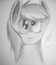 Size: 900x1038 | Tagged: safe, artist:jackmuir, deleted from derpibooru, imported from derpibooru, derpy hooves, ditzy doo, looking at you, solo, traditional art