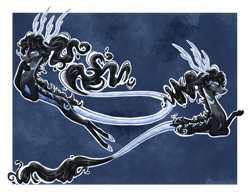 Size: 2400x1867 | Tagged: safe, artist:australian-senior, imported from derpibooru, oc, oc only, oc:arlon invictus, draconequus, kirin, pony, kirindos, alternate universe, antlers, blue background, colored hooves, draconequified, simple background, solo, species swap