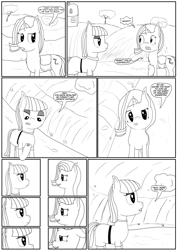 Size: 1280x1811 | Tagged: safe, artist:hurakano, imported from derpibooru, maud pie, starlight glimmer, my little pony: the movie, comic, grammar error, monochrome