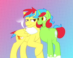 Size: 1500x1200 | Tagged: safe, artist:timidwithapen, imported from derpibooru, oc, oc only, oc:blazing hooves, oc:emerald cook, cigarette, siblings, smoking, trans female, trans girl, transgender