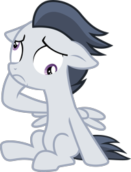 Size: 2265x2972 | Tagged: safe, artist:frownfactory, imported from derpibooru, rumble, pegasus, pony, marks and recreation, .svg available, colt, derp, dizzy, male, simple background, sitting, solo, svg, transparent background, vector, wings