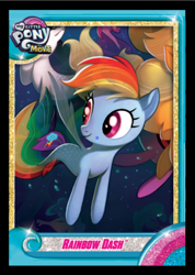 Size: 428x600 | Tagged: safe, artist:joy-ang, artist:tony cliff, imported from derpibooru, rainbow dash, seapony (g4), my little pony: the movie, the art of my little pony: the movie, concept art, foil cards, merchandise, my little pony logo, seaponified, seapony rainbow dash, species swap, underwater