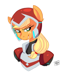 Size: 1280x1429 | Tagged: safe, artist:strixmoonwing, imported from derpibooru, applejack, crossover, female, keith, simple background, solo, voltron, voltron legendary defender, white background