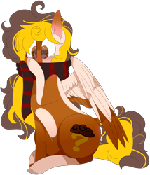 Size: 3159x3696 | Tagged: safe, artist:maximpy, artist:popcornhorns, deleted from derpibooru, imported from derpibooru, oc, oc only, pegasus, pony, clothes, female, high res, mare, scarf, simple background, sitting, solo, transparent background