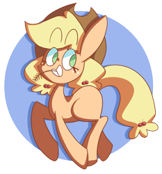 Size: 1280x1373 | Tagged: safe, artist:typhwosion, imported from derpibooru, applejack, pony, :d, female, missing cutie mark, simple background, solo