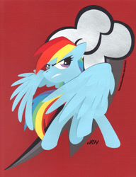 Size: 1000x1301 | Tagged: safe, artist:texasuberalles, imported from derpibooru, rainbow dash, pegasus, pony, cut paper, cutie mark, female, looking at you, raised hoof, solo, traditional art