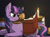 Size: 770x568 | Tagged: safe, artist:runebear, derpibooru exclusive, imported from derpibooru, twilight sparkle, pony, unicorn, book, candle, female, prone, reading, shadow, smiling, solo
