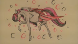 Size: 1024x576 | Tagged: safe, artist:oneiria-fylakas, imported from derpibooru, oc, oc only, oc:shiny nature, pegasus, pony, female, mare, solo, traditional art