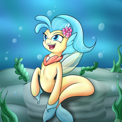 Size: 1700x1700 | Tagged: safe, artist:novaspark, imported from derpibooru, princess skystar, seapony (g4), my little pony: the movie, female, smiling, solo, that was fast, underwater