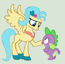 Size: 948x928 | Tagged: safe, artist:3d4d, imported from derpibooru, princess skystar, spike, classical hippogriff, dragon, hippogriff, pegasus, pony, my little pony: the movie, base used, duo, simple background, species swap, that was fast, vector