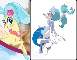Size: 820x640 | Tagged: safe, derpibooru exclusive, imported from derpibooru, princess skystar, seapony (g4), my little pony: the movie, comparison, pokémon, primarina