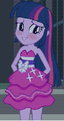 Size: 133x250 | Tagged: safe, imported from derpibooru, screencap, twilight sparkle, equestria girls, equestria girls (movie), adorkable, animated, blushing, bow, clothes, cute, dork, dress, extreme speed animation, fall formal outfits, gif, loop, male, seizure warning, shy, smiling, solo, straight, talking, twiabetes, twilight ball dress