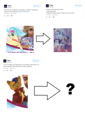 Size: 1072x1560 | Tagged: safe, imported from derpibooru, capper dapperpaws, princess skystar, rainbow dash, rarity, abyssinian, anthro, cat, seapony (g4), my little pony: the movie, chest fluff, clothes, coat, male, meta, text, theory, twitter