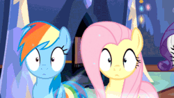 Size: 1280x720 | Tagged: safe, edit, edited screencap, editor:paragonaj, imported from derpibooru, screencap, applejack, fluttershy, pinkie pie, rainbow dash, rarity, every little thing she does, animated, female, fiducia compellia, gif, hypno dash, hypno pie, hypnojack, hypnority, hypnoshy, hypnosis, hypnotized