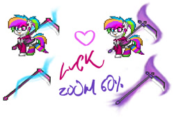 Size: 882x610 | Tagged: safe, artist:banned, artist:lvck, imported from derpibooru, oc, oc only, pony, pony town, magic weapon, project, weapon