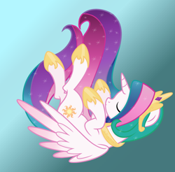 Size: 2480x2440 | Tagged: safe, artist:little903, imported from derpibooru, princess celestia, alicorn, pony, base used, eyes closed, falling, female, gradient background, high res, solo