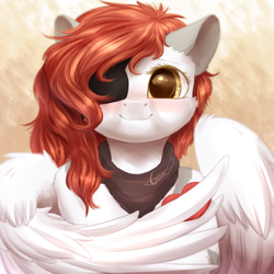 Size: 1000x1000 | Tagged: safe, artist:peachmayflower, imported from derpibooru, oc, oc only, pegasus, pony, eyepatch, female, heart, mare, solo