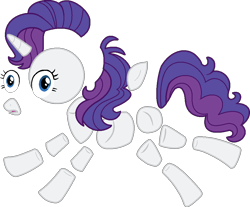 Size: 913x757 | Tagged: safe, artist:amrasfelagund, artist:tardifice, deleted from derpibooru, imported from derpibooru, rarity, alternate universe, disintegration, modular, pinkie pieces, simple background, solo, transparent background, vector