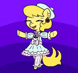 Size: 640x600 | Tagged: safe, artist:ficficponyfic, imported from derpibooru, oc, oc only, oc:golden brisk, pony, crossdressing, femboy, fluffy, male, petticoat, petticoating, solo, standing, trap