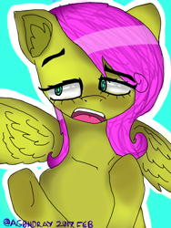 Size: 688x914 | Tagged: safe, artist:itzdatag0ndray, imported from derpibooru, fluttershy, pony, 3ds, alternate hairstyle, colors! 3d, cute, ear fluff, female, simple background, solo, starry eyes, wingding eyes