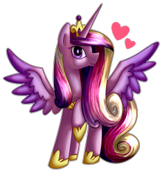 Size: 2596x2768 | Tagged: safe, artist:php54, artist:shadow-nights, imported from derpibooru, princess cadance, pony, collaboration, female, heart, raised hoof, simple background, solo, spread wings, transparent background