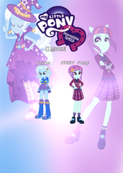 Size: 668x946 | Tagged: safe, artist:ryeguy5, imported from derpibooru, sunny flare, trixie, equestria girls, boots, clothes, crystal prep academy uniform, high heel boots, jacket, school uniform, shoes, skirt