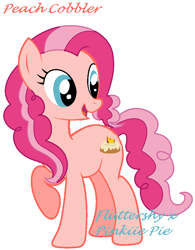 Size: 792x1014 | Tagged: safe, artist:supercambolicious, imported from derpibooru, oc, oc only, oc:peach cobbler, earth pony, pony, magical lesbian spawn, offspring, parent:fluttershy, parent:pinkie pie, parents:flutterpie, simple background, solo, white background