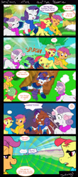 Size: 2574x5831 | Tagged: safe, artist:jeremy3, imported from derpibooru, apple bloom, rarity, scootaloo, sweetie belle, earth pony, pegasus, pony, unicorn, comic:quest for apple bloom, absurd resolution, angry, brick joke, chase, comic, cutie mark crusaders, dirty, epilogue, faceplant, female, filly, high res, mare, mud, sweetie fail