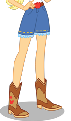 Size: 2171x3698 | Tagged: dead source, safe, artist:teentitansfan201, edit, imported from derpibooru, vector edit, applejack, equestria girls, legend of everfree, boots, clothes, cowboy boots, cropped, denim shorts, female, hand on hip, leg focus, legs, pictures of legs, simple background, solo, transparent background, vector