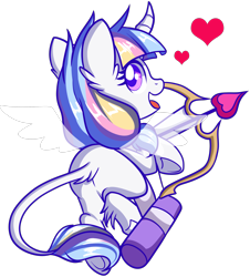 Size: 1698x1878 | Tagged: safe, artist:xwhitedreamsx, imported from derpibooru, oc, oc only, oc:lorelei, pony, unicorn, arrow, ass on glass, bow (weapon), bow and arrow, cupid, female, heart, heart arrow, mare, quiver, simple background, solo, transparent background, underhoof, weapon, wings