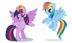 Size: 650x390 | Tagged: safe, imported from derpibooru, rainbow dash, twilight sparkle, alicorn, pony, big crown thingy, crown, jewelry, news, regalia, simple background, sparkles, stock vector, twilight sparkle (alicorn), united kingdom, vector, white background