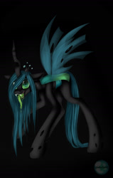 Size: 1400x2200 | Tagged: dead source, safe, artist:enderendra, imported from derpibooru, queen chrysalis, pony, drool, female, simple background, solo, tongue out