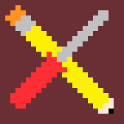 Size: 384x384 | Tagged: safe, artist:downhillcarver, artist:downhillcarver-art, imported from derpibooru, oc, oc only, oc:downhillcarver, cutie mark, cutie mark only, no pony, pencil, pixel art, screwdriver