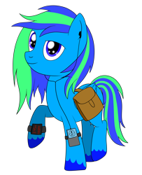 Size: 1300x1600 | Tagged: safe, artist:cloudy95, imported from derpibooru, oc, oc only, oc:ink needle, earth pony, pegasus, pony, earbuds, male, saddle bag, simple background, solo, stallion, transparent background