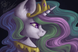 Size: 1084x723 | Tagged: safe, artist:hidadee, artist:prettyshinegp, imported from derpibooru, princess celestia, pony, bust, collaboration, female, portrait, smiling, solo